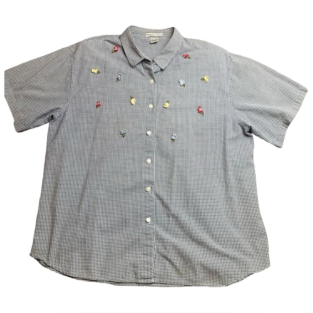 Vintage Plaid Floral Button Up Size 2XL